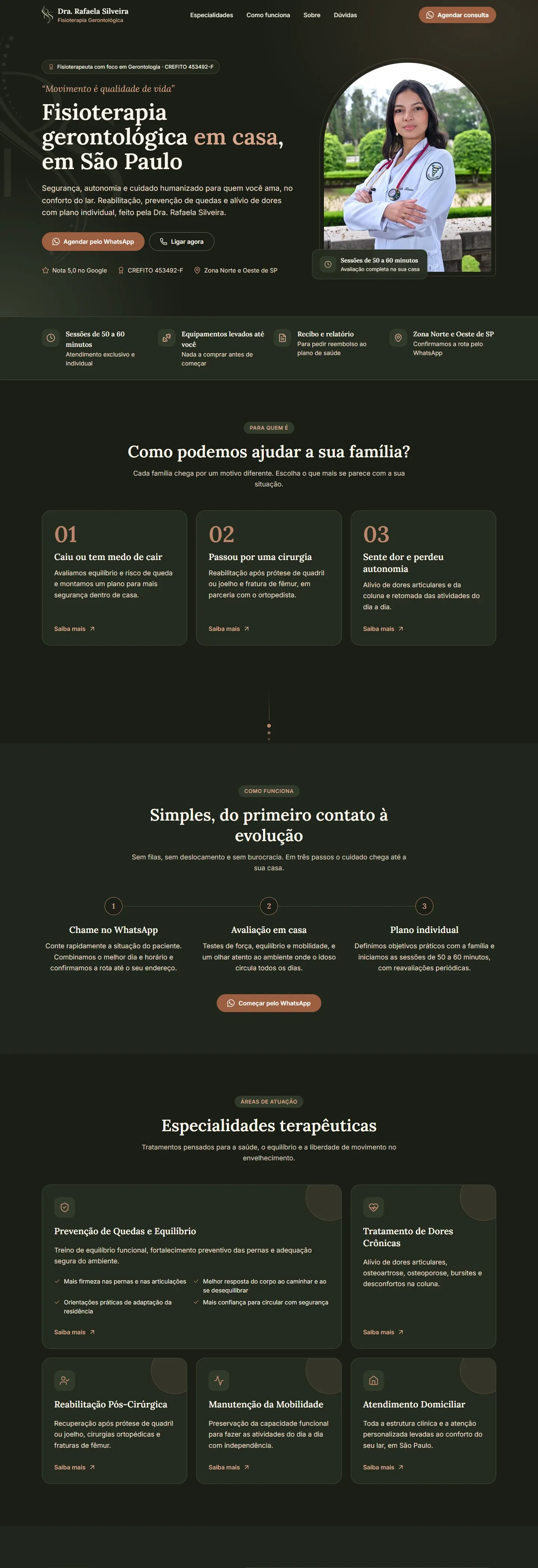Página inicial completa do site de Dra. Rafaela Silveira, no desktop